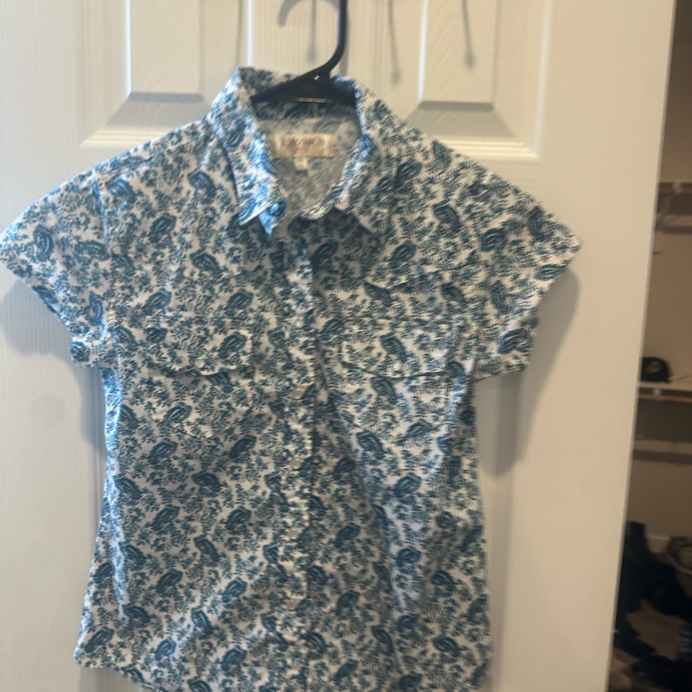 Shyanne Kids Blue Floral Button Down Shirt - Picture 2 of 2